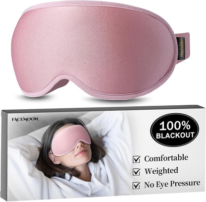 Blackout Weighted Eye Mask for Sleeping: 3D Contoured Gentle-Pressure Sleep Mask for Men & Women - Airplane Travel & Night Shift Essentials, Zero Eye Pressure, Breathable Blindfold, Black