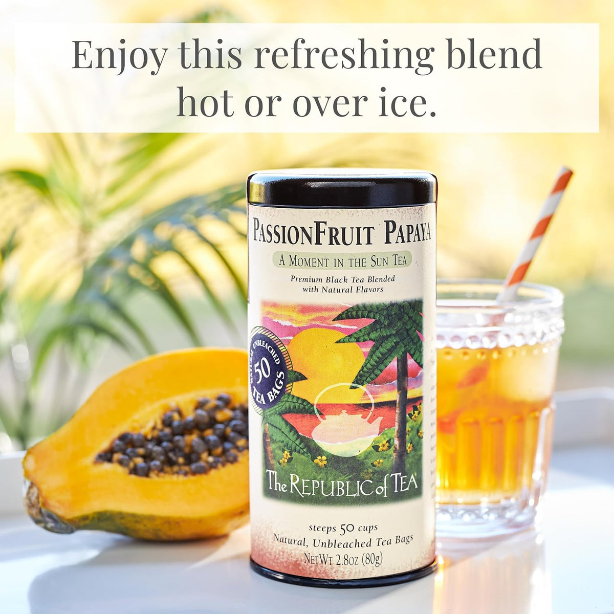 The Republic of Tea Passion Fruit Papaya Black Tea, 50 Count