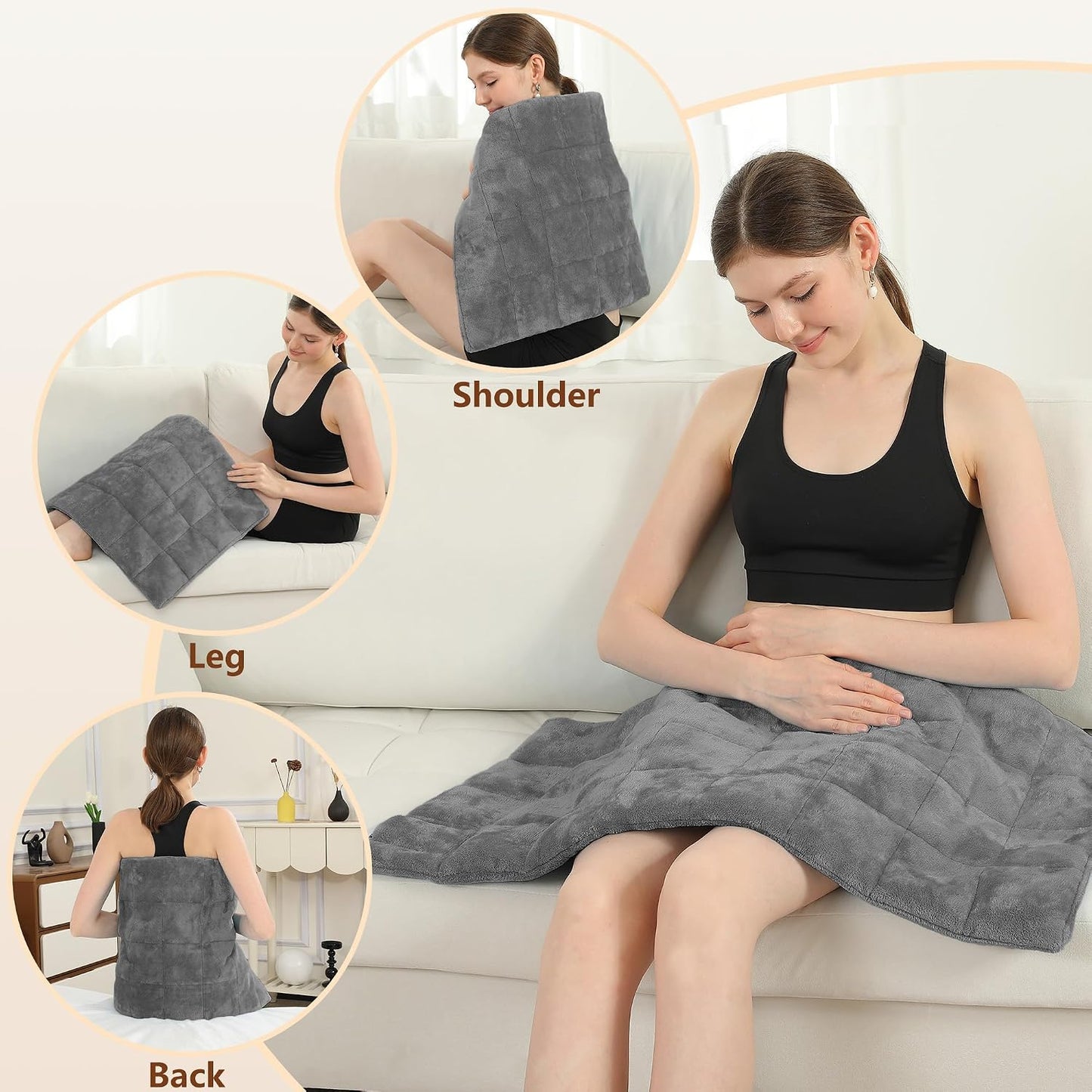 Electric Heating Pad HSA Eligible, Heated Pad for Back Neck Shoulder Pain Relif, Heating Pad for Period Cramps with 2H Auto Shut Off and 4 Heating Levels, 12"x24" Dark Grey