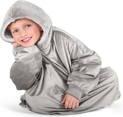 Bare Home Wearable Blanket Hoodie - Soft Plush Sherpa - Warm and Cozy - Oversized Wearable Blanket