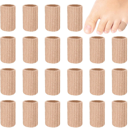 Blulu 24 Pieces Toe Tubes 0.98 Inches Cushion Tube Corn Pads for Toes Sleeves Soft Gel Protectors for Cushions Corns Blisters Calluses 3 Size(Skin Color,Assorted Sizes)