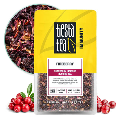 Tiesta Tea - Fireberry, Loose Leaf, Cranberry Hibiscus Rooibos Tea, 1.7oz