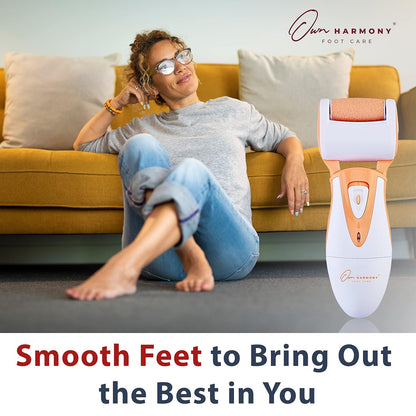 Electric Callus Remover: Rechargeable Electronic Foot File CR900 by Own Harmony (Powerful Motor) Best Pedicure Tools w 3 Rollers Professional Pedi Feet Care Sander for Cracked Heels and Hard Skin