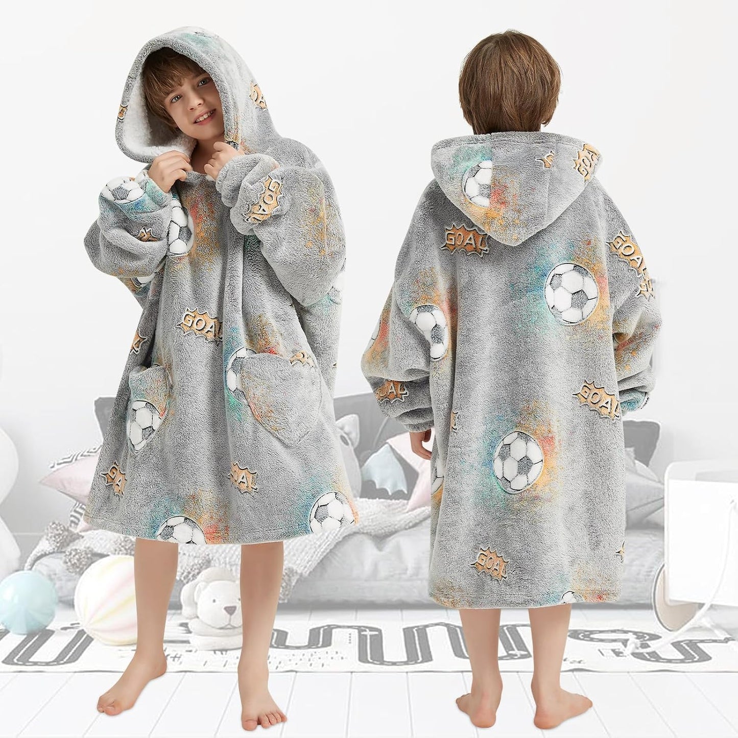 Fiosnow Glow in the Dark Unicorn Blanket Hoodies for Kids 6-13YR Oversize Wearable Blanket Hoodies for Boys Girls Teens