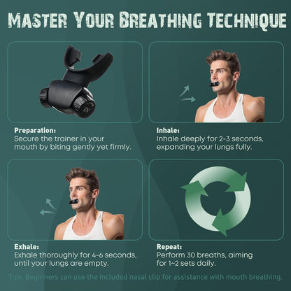 Breathing Trainer | Premium Silicone Trainer | Boost Breathing Patterns | Adjustable Resistance Levels | Compact, Portable, and Easy to Maintain (Black)