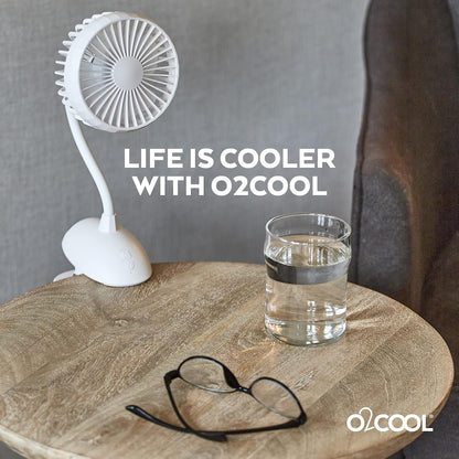 O2COOL Rechargeable USB Battery Clip Fan with Gooseneck 3-Speed