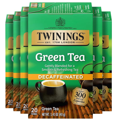 Twinings Decaffeinated Green Tea Bags, 20 CT Box (6 Pack)