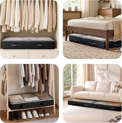 Budding Joy 95L Under Bed Storage Containers, 4 Pack Closet Organizers Grey