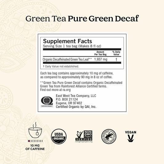 Yogi Green Tea Pure Green Decaf, 16 Tea Bags (6 Pack)