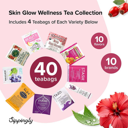 Sippingly Night Time Tea Sampler – 40 Herbal Teas – 10 Flavors from Top Brands – Chamomile, Lavender, Passionflower – Perfect Relaxation & Calm Support – Ideal Wellness Gift – Kosher, Gluten-Free
