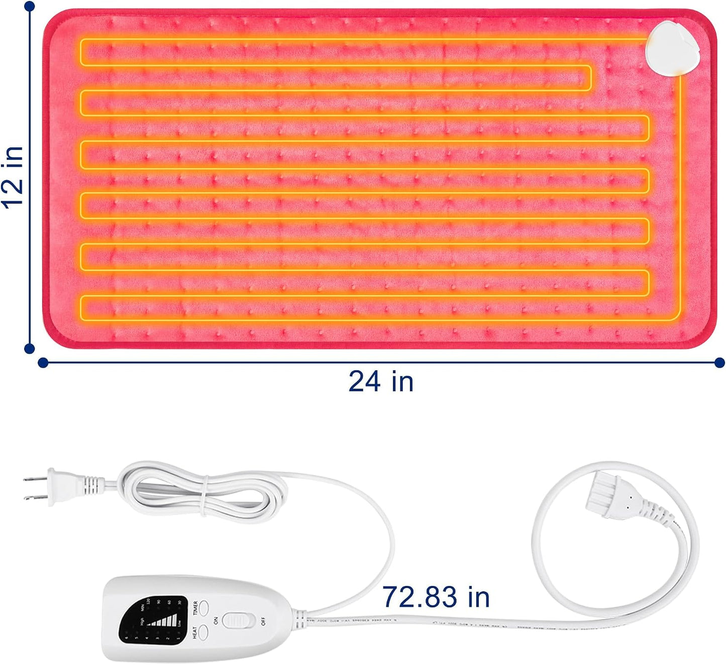 Electric Heating pad with 6 Heat Settings, Auto Shut Off, Dry Electric Heating for Back Neck Knee Arms Legs Shoulder Heat Pads for Christmas Birthday Father Mother's Day (24"X12", Gray Green)