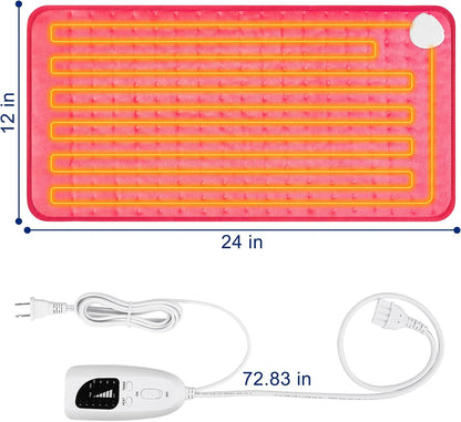 Electric Heating pad with 6 Heat Settings, Auto Shut Off, Dry Electric Heating for Back Neck Knee Arms Legs Shoulder Heat Pads for Christmas Birthday Father Mother's Day (24"X12", Gray Green)