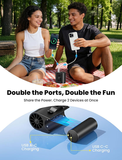 HandFan Waist Fan Clip On, 2-in-1 Wearable Belt & Neck Portable Cooling Fan