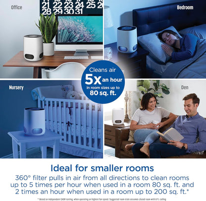 Clorox Air Purifiers for Bedroom Home, True HEPA Filter, Small Rooms Up to 200 Sq Ft, Removes 99.9% of Mold, Viruses, Wildfire Smoke, Allergens, Pet Allergies, Dust, AUTO Mode, Whisper Quiet
