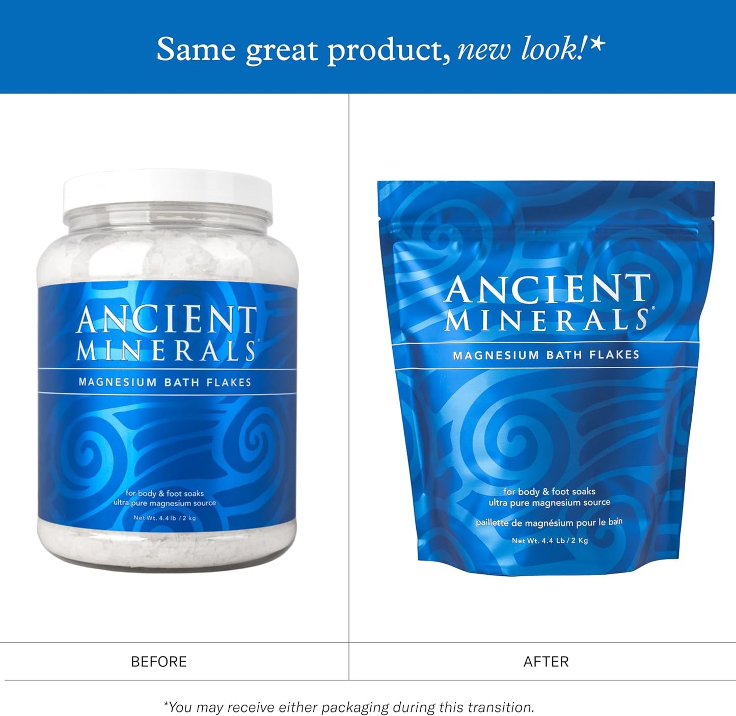 Ancient Minerals Magnesium Bath Flakes – Pure Zechstein Magnesium Chloride for Soaking and Whole-Body Replenishment, 8 lb Bag