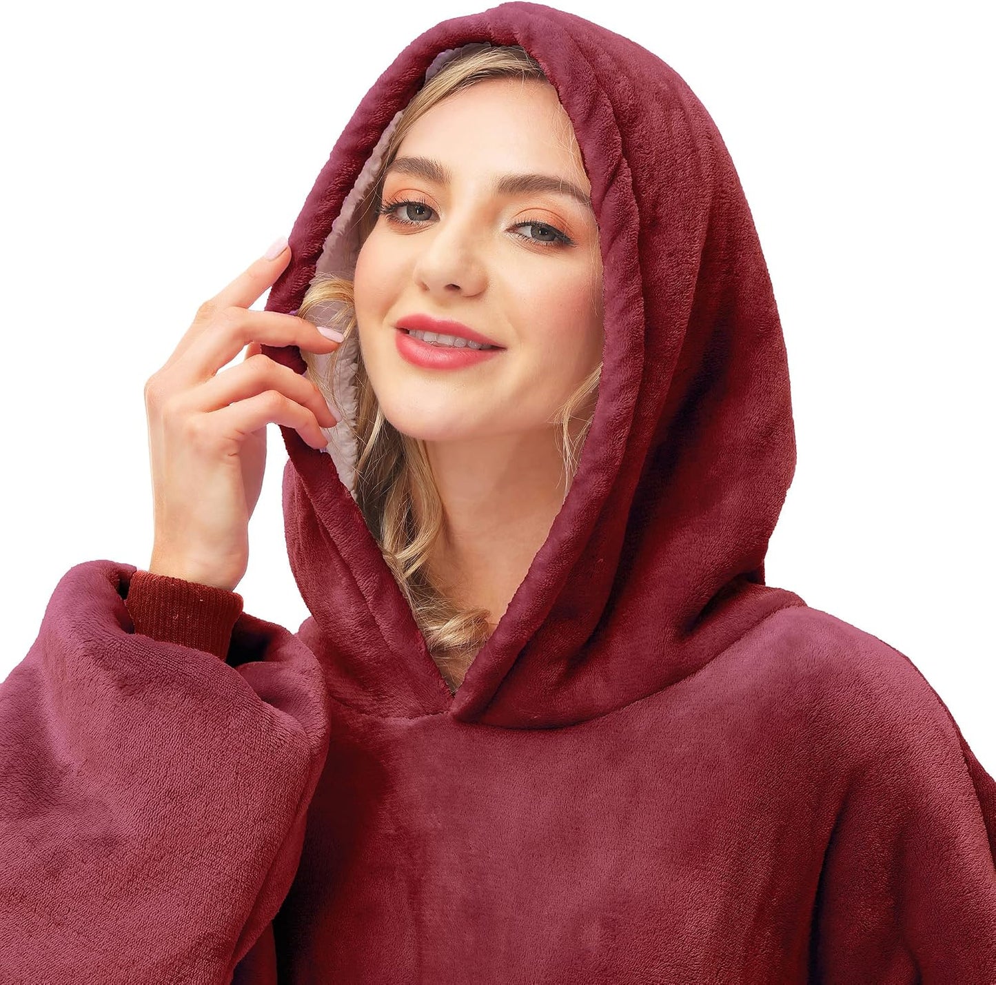 Kipswiza Wearable Blanket Hoodie Gifts for Women and Men, Oversized Cozy Warm Flannel Sherpa Hooded Blankets Sweatshirt with Giant Pockets for Adult and Teens, Dark Gray