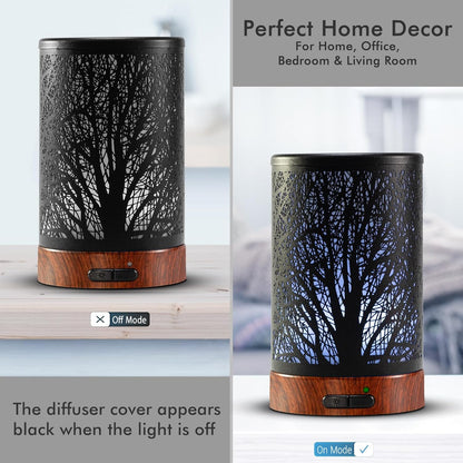 EQUSUPRO Essential Oil Diffuser 300ml Metal Electric Ultrasonic Diffuser for Large Room with Auto Shut-Off, 4 Timer Setting &7 Colors Night Light for Home