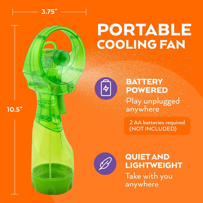 O2COOL Deluxe Handheld Misting Fan Battery Powered Green