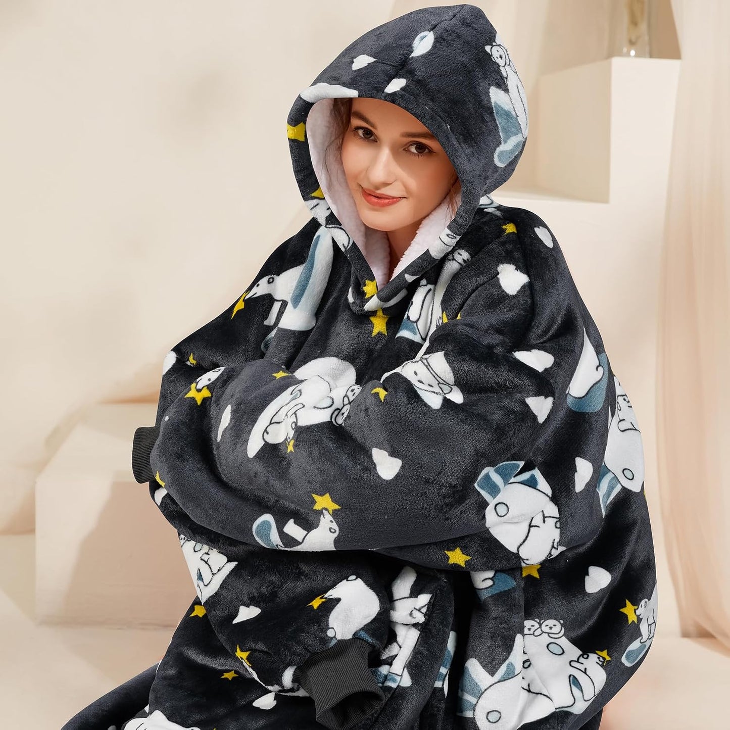 Narecte Cozy Oversized Blanket Hoodie Wearable Blanket Adults Soft Hooded Blanket Hoodie Birthday Gifts for Women Christmas - Colors A