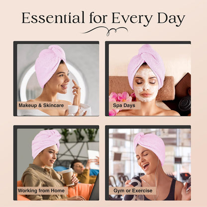 Lili&James 100% Cotton Hair Towel Wrap for Women & Kids – 420 GSM Quick Dry Hair Turban with Double Button Loop, Anti Frizz Non Microfiber Hair Drying Towel for Curly, Long & Thick Hair (Lilac)