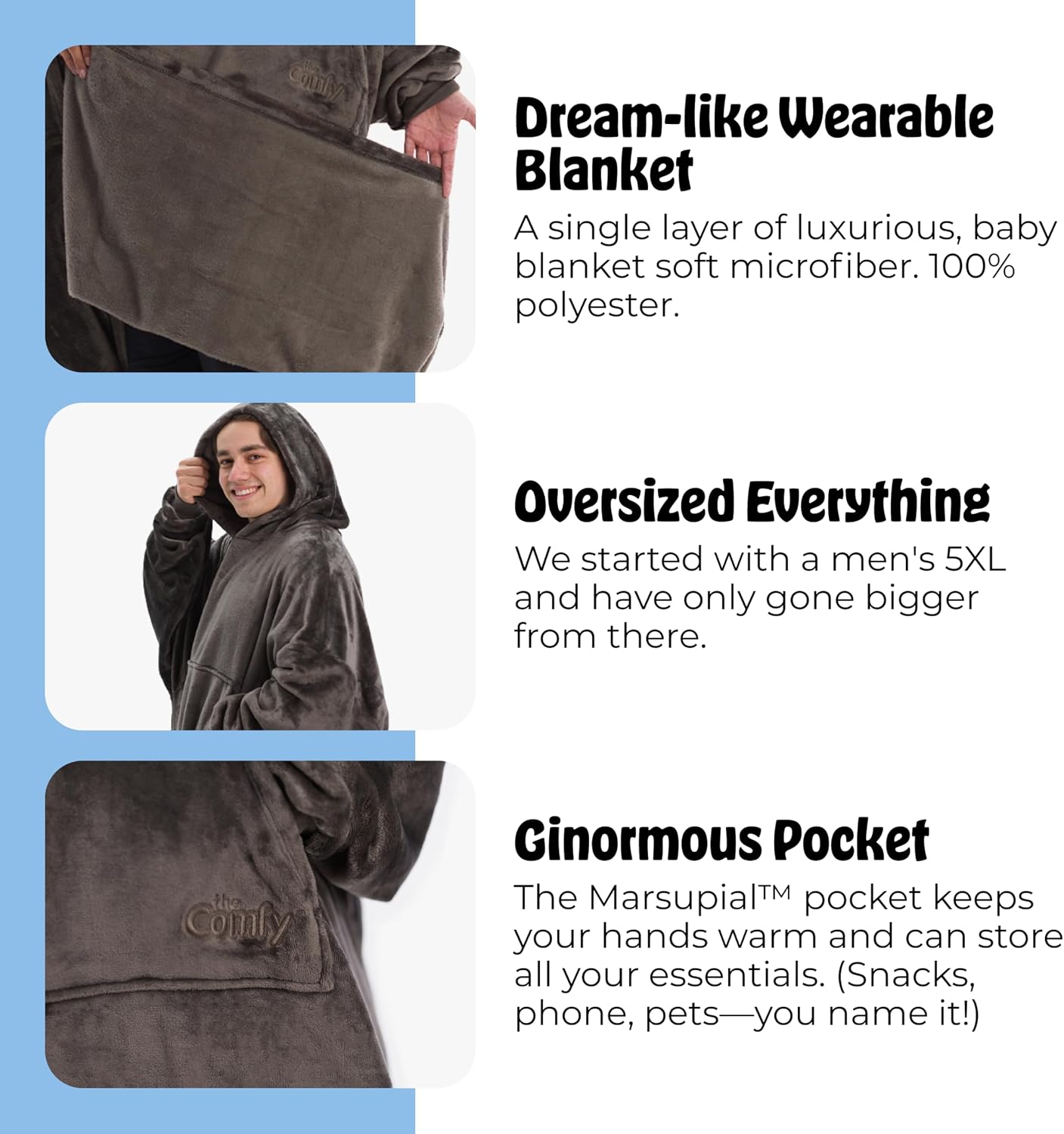 THE COMFY Dream | From Shark Tank | Patented | No Sherpa | Light Wearable Blanket Hoodie | Gift for Women & Men | One Size
