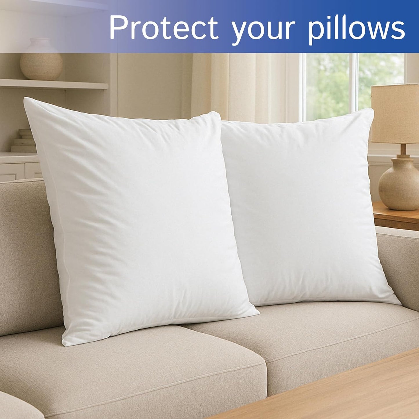 Four Seasons Essentials Standard Pillow Protectors (Set of 2) – Zippered Waterproof Pillow Covers Hypoallergenic Dust Proof Pillowcase Encasement Cover