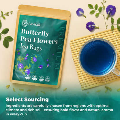 Lavitali, Butterfly Pea Flower Tea | 60 bags, 100% Pure Herbal Tea | Caffeine-Free, Antioxidant-Rich, Eco-Friendly Filter Bag | Daily Natural Botanical, Hot or Iced Floral Infusion