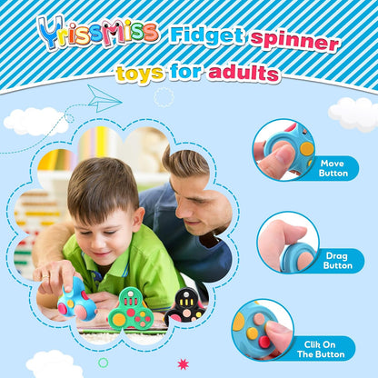Yrissmiss Fidget Toys for Adults, Fidget Pad Easter Basket Stuffers for Boys Girls,Stress Relief Cube Clicker Controller with Quiet Fidgets,ADHD Autism Fidget Spinner for Office Desk Travel
