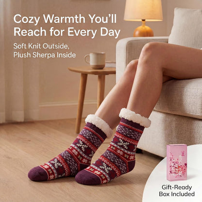 Cozylook Fuzzy Slipper Socks for Women with Grips Warm Cozy Soft Non-Slip Winter Socks Cozy Gift Idea
