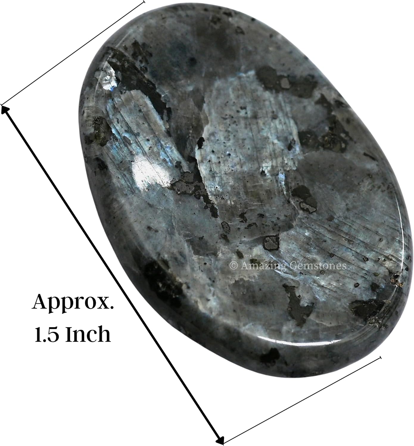 Amazing Gemstone Labradorite Thumb Worry Stone, Anxiety Stone, Healing Crystals - Piedra Crystal Fidget for Gift, Meditation, Calming, Relaxation, Stress Relief - Colors B