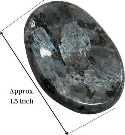 Amazing Gemstone Labradorite Thumb Worry Stone, Anxiety Stone, Healing Crystals - Piedra Crystal Fidget for Gift, Meditation, Calming, Relaxation, Stress Relief - Colors B