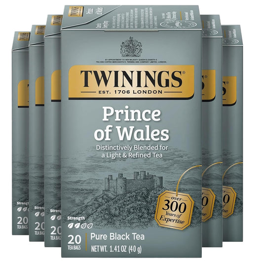 Twinings Prince of Wales Black Caffeinated Tea Bags, 20 CT Box (6 Pack)