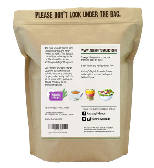 Anthony's Organic French Lavender Petals, 5 oz, Extra Grade, Dried, Gluten Free & Non GMO