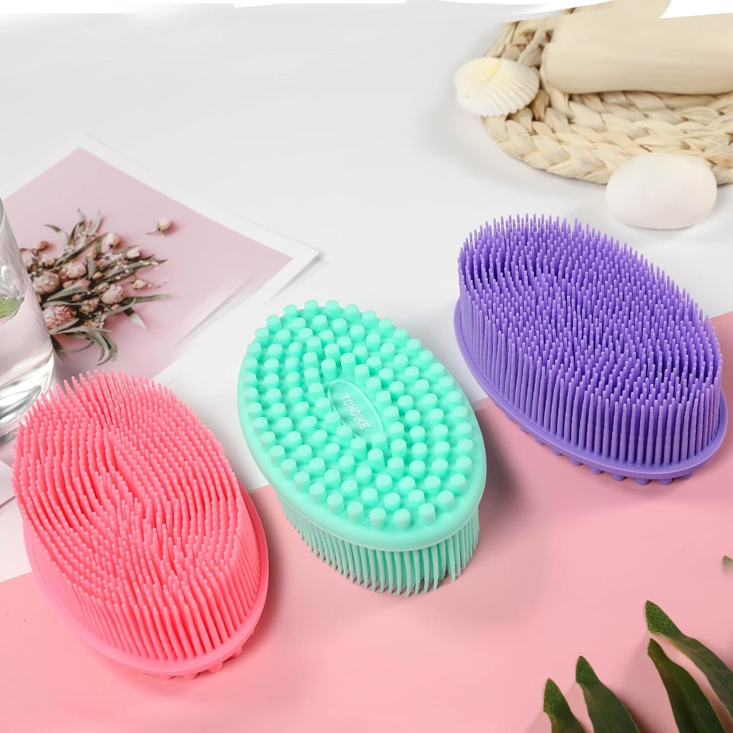 Silicone Body Scrubber Loofah 3 Pack Exfoliating Soft Loofah Shower Brush