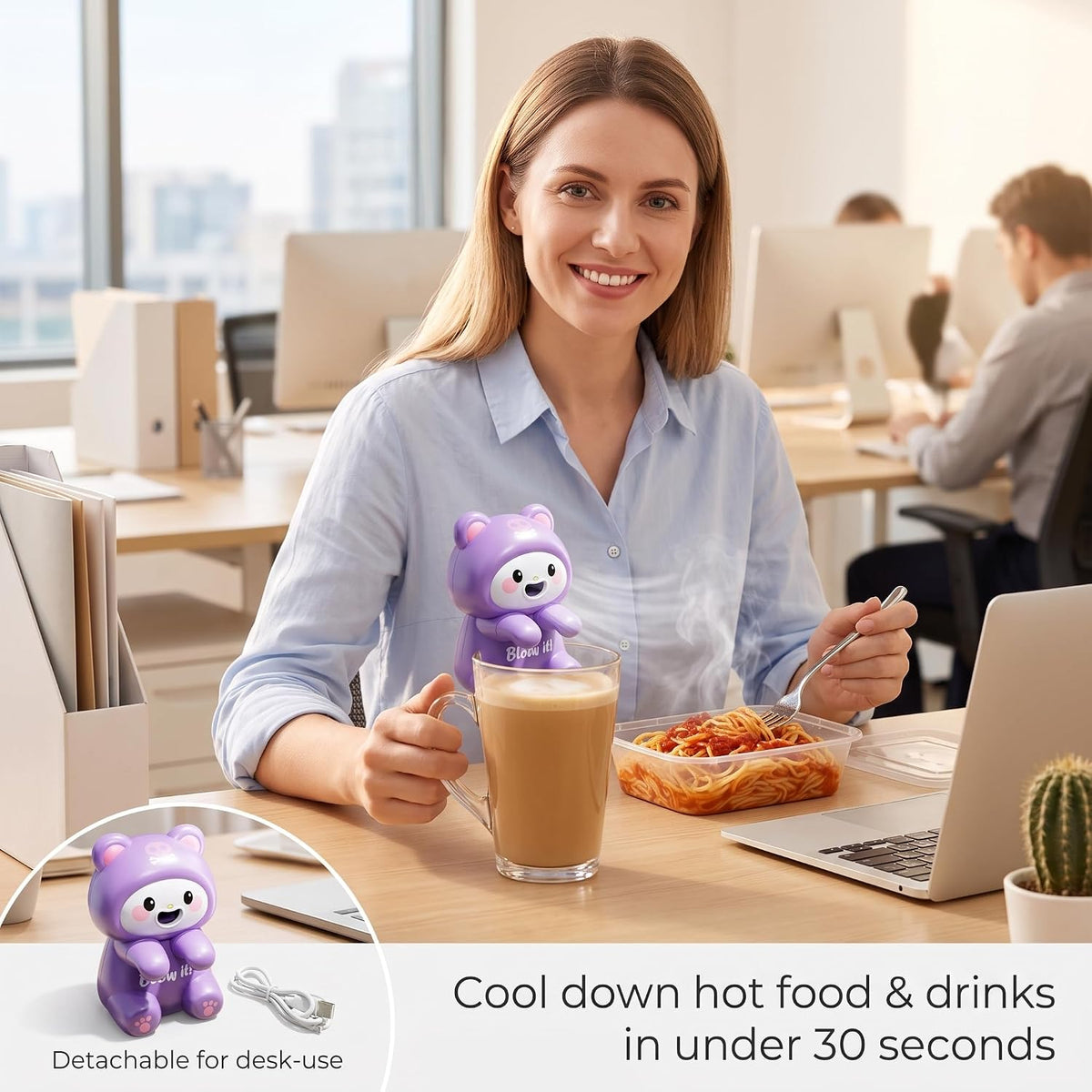 Mini Cooling Fan: Cute Frog Food Clip-on Fan
