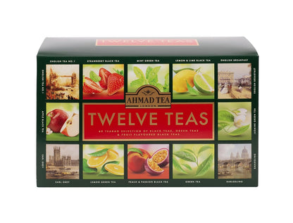 Ahmad Tea Variety Gift Box, 60 Foil Enveloped Teabags, Twelve Teas, 1 Count