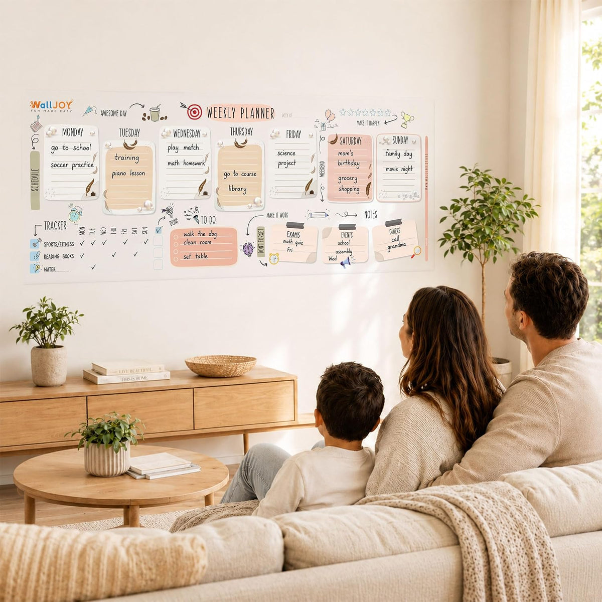 Dry Erase Weekly Calendar, 39.4x16" Weekly Dry Erase Board for Wall