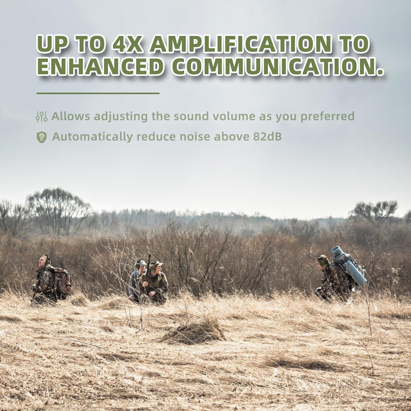 PROHEAR Electronic Ear Protection for Shooting with 4X Sound Amplification, Gun Range Hearing Protection Muffs, NRR 23dB Noise Reduction Headphones for Hunting, Green