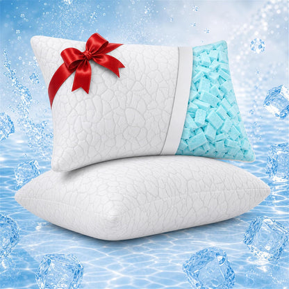 Cooling Pillows Queen Size Set of 2, Memory Foam Firm Bed Pillows