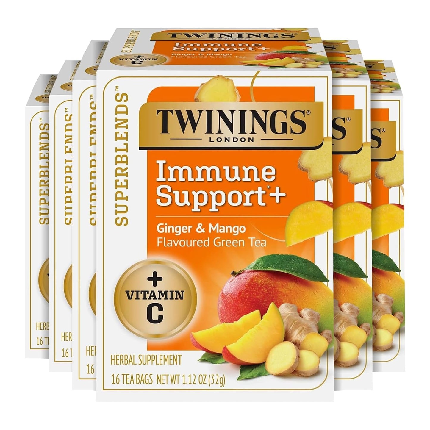Twinings Superblends Sleep+ Herbal Tea with 1mg Melatonin Camomile, Cinnamon & Vanilla, Naturally Caffeine-Free, 16 Tea Bags (Pack of 1), Enjoy Hot or Iced