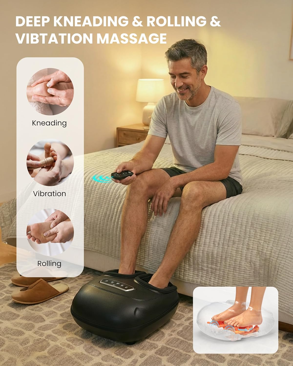 CILI 2026 Upgraded 4-in-1 Heated Foot Massager with Shiatsu, Compression & Vibration, Gifts for Women Men,Feet Massager Machine with Remote Control, Deep Kneading, Fits Big Feet 14 Men