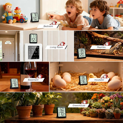 Antonki 2-Pack Room Thermometer, Digital Small Hygrometer Indoor Thermometer Humidity Gauge, Temperature Humidity Meter with Max/Min Record Monitor Sensor for Home, Plants - Battery Included