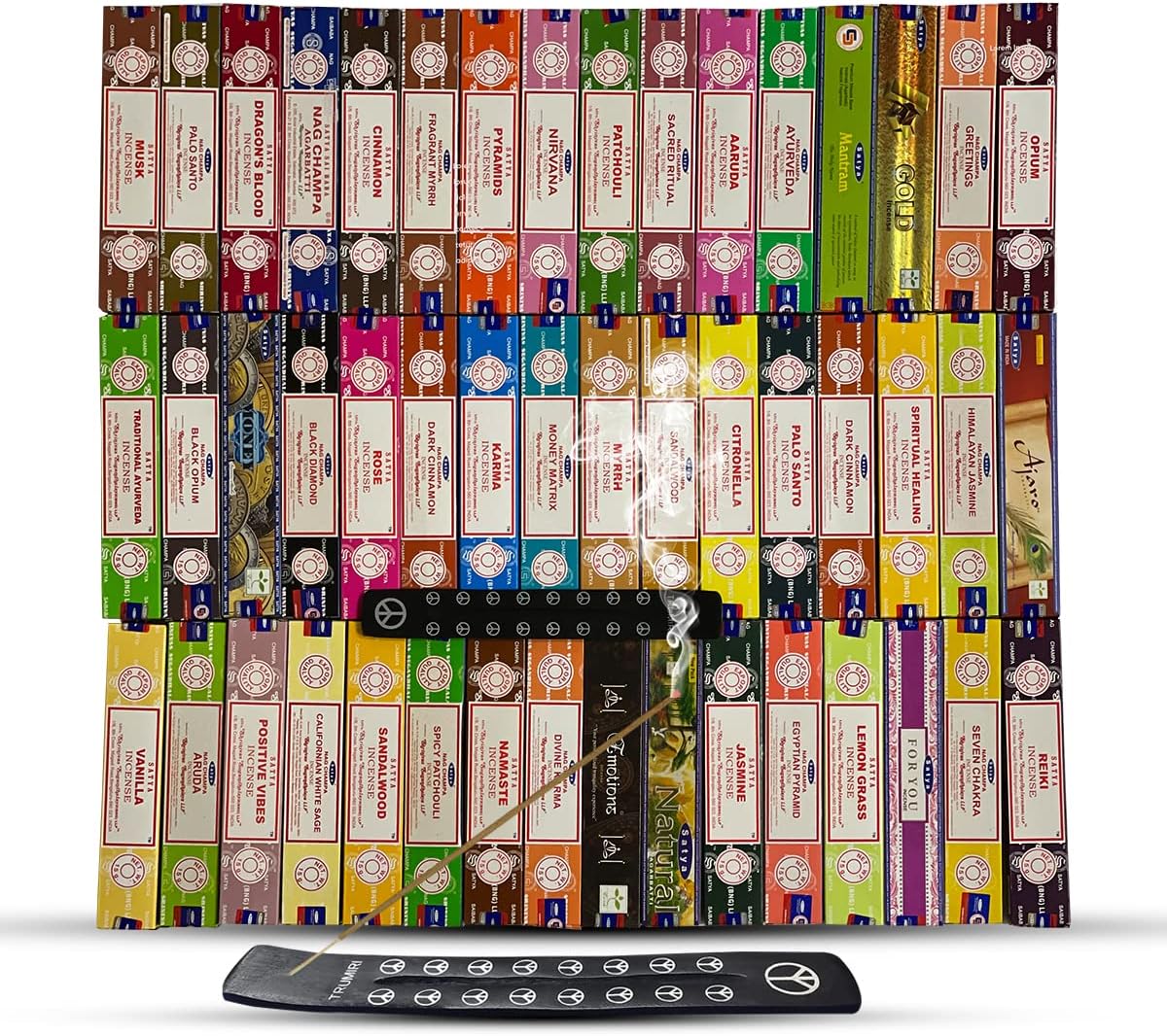 TRUMIRI Incense Stick Holder Bundle with Satya Sai Baba Nagchampa 250g Bulk Incense Sticks Nag Champa Agarbatti - Pack of 1 (Approx 250 Insence-Sticks)
