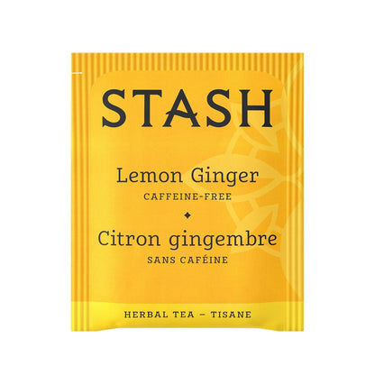 Stash Tea Lemon Ginger Herbal Tea - Naturally Caffeine Free, Non-GMO Project Verified Premium Tea with No Artificial Ingredients, 100 Count (BULK PACKAGING)