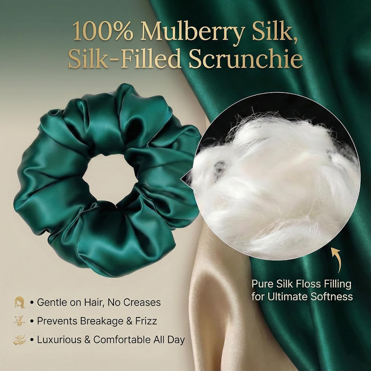 Silmer 22 Momme Silk Pillow Scrunchie Air, Oversized Lightweight Mulberry Silk Hair Tie with High Elasticity, Soft Padded No Crease Ponytail & Sleep Holder (Dusty Rose, 1Pc)