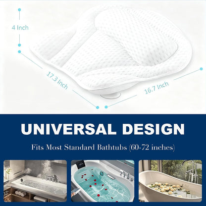 YHan Luxury Bath Pillow for Tub - 4D Mesh Bathtub Pillows for Head and Neck Support with 6 Suction Cups, Washable Spa Bath Accessories & Relaxing Gifts for Women