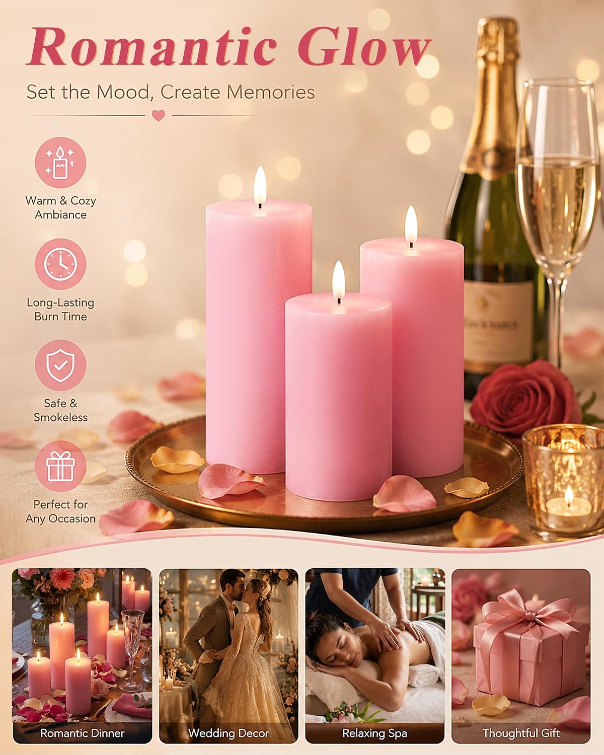 VIHOSE 12 Pack White Flameless Candles Set with Remote and Timer Flickering Flameless Battery Candles Flat Top LED Pillar for Wedding Outdoor Home Festival Decoration(D 3'' H 4'' 5'' 6'')