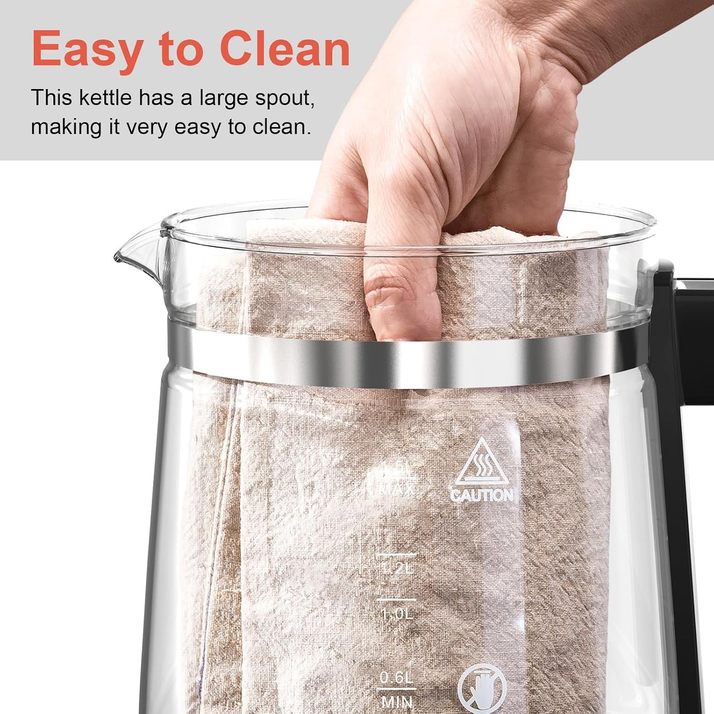 Electric Kettle 1.5L Borosilicate Glass, 1200W Temperature Control Tea Kettle with Auto Shut-Off & Boil-Dry Protection, BPA-Free Stainless Steel Base, Fast Boil for Coffee & Keep Warm, White