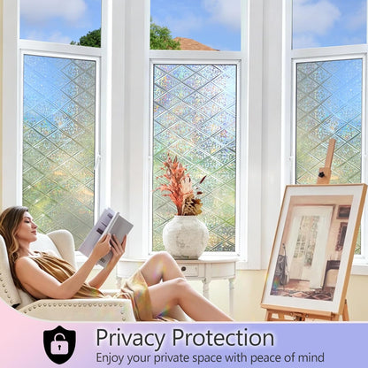 KESPEN Total Blackout Window Film Privacy Static Cling 100% Light Blocking Room Darkening Window Cover Heat Control Anti-UV Glass Sticker Window Tint for Home with Grid Line, 17.5 Inch X 6.5 Feet