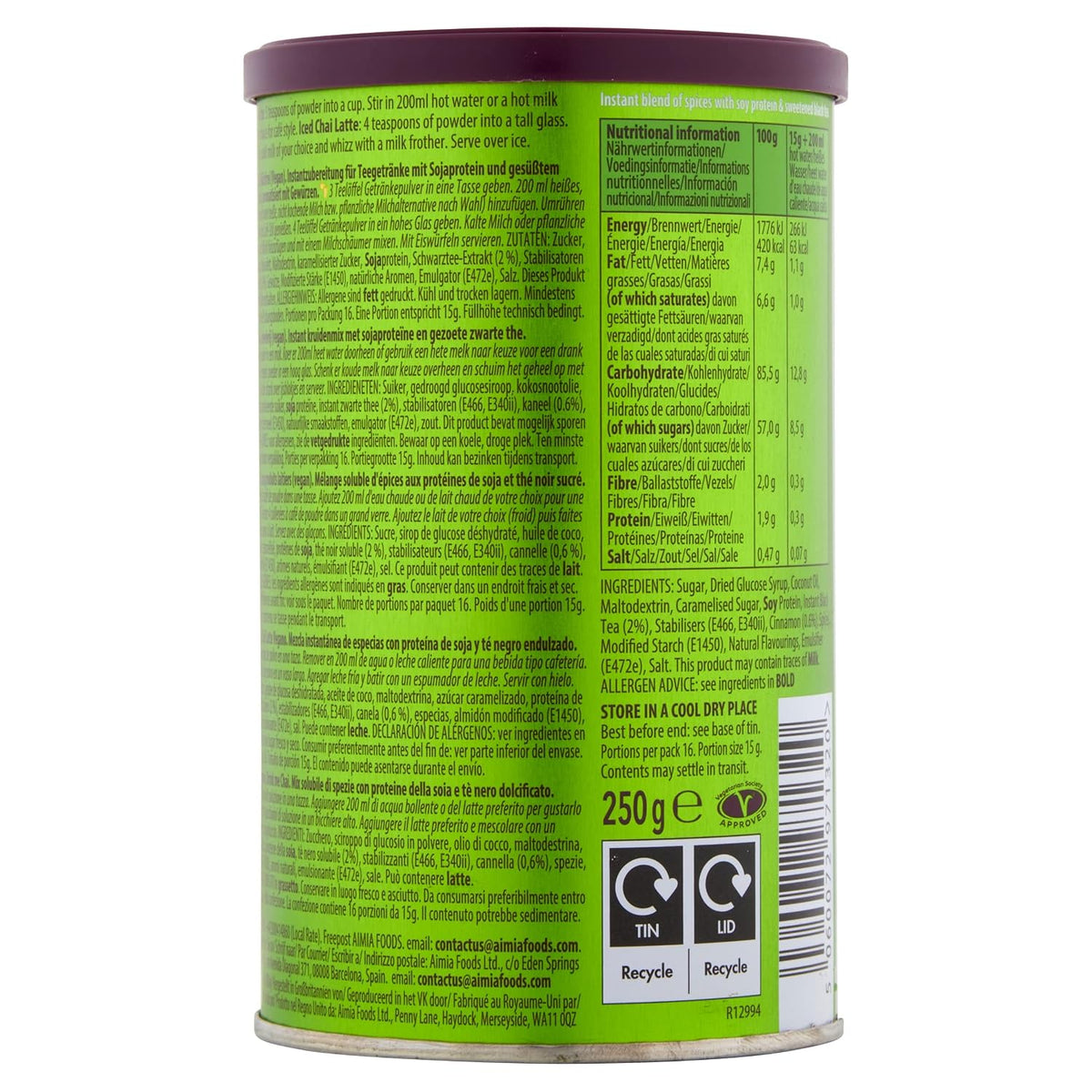 Drink me Chai Tea 250g (Free From Latte (Vegan) 1 Pack)